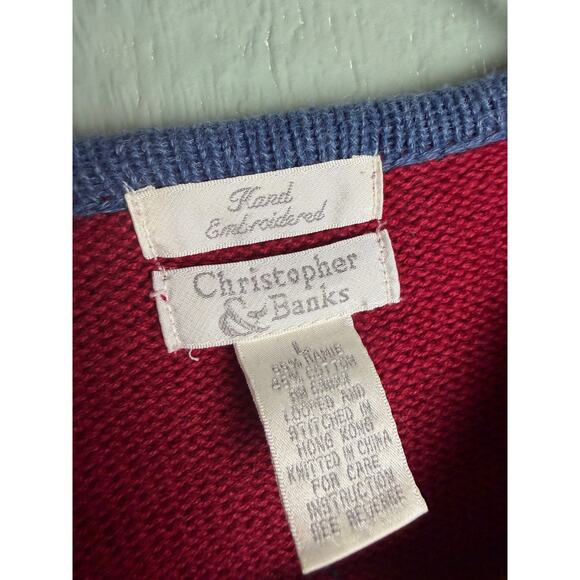 Vintage 90s Hand-Embroidered Christmas Stocking Sweater Women’s L - Picture 5 of 7